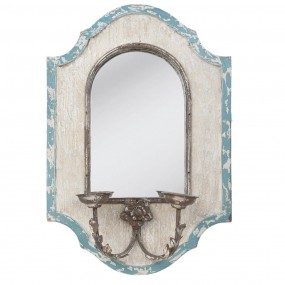 52S039 Specchio 48x70 cm Bianco Blu Legno Ovale Grande specchio