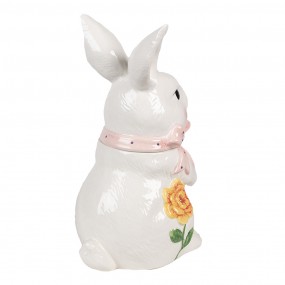 26CE1703 Barattolo di stoccaggio Coniglio 29 cm Bianco Rosa  Ceramica