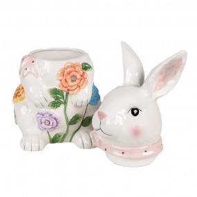 26CE1703 Vorratsglas Kaninchen 29 cm Weiß Rosa Keramik