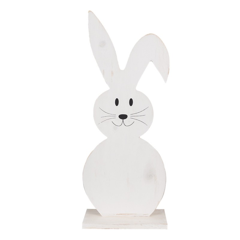 6H2326 Decorative Figurine Rabbit 26 cm White Wood