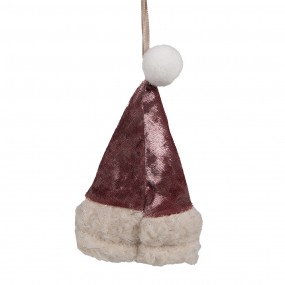 265367 Ornamento Natalizio Cappello di Natale 13 cm Rosa Tessuto Decorazione pendente