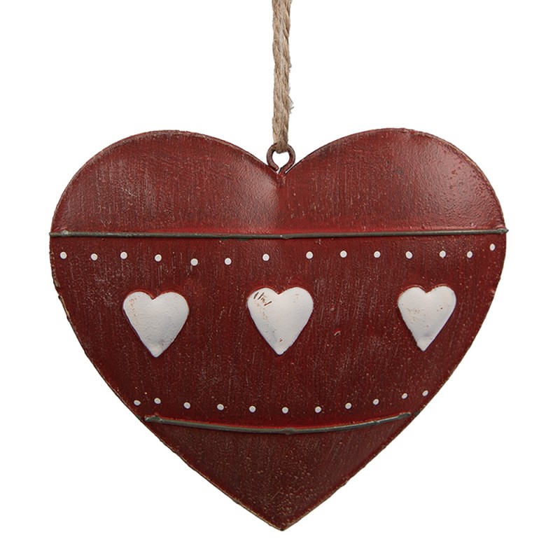 6Y5552 Decorative Pendant Heart 10 cm Red Iron
