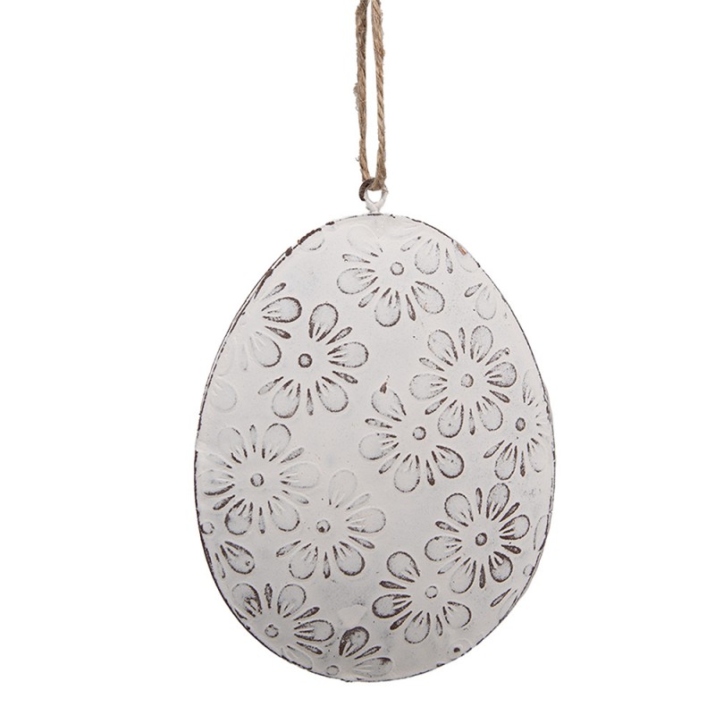 6Y5568 Ciondolo di Pasqua Uovo 8 cm Bianco Ferro Ovale Decorazione pendente
