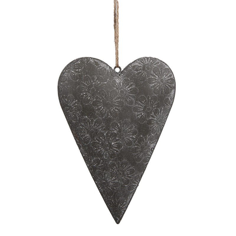 6Y5569M Decorative Pendant Heart 10 cm Grey Iron