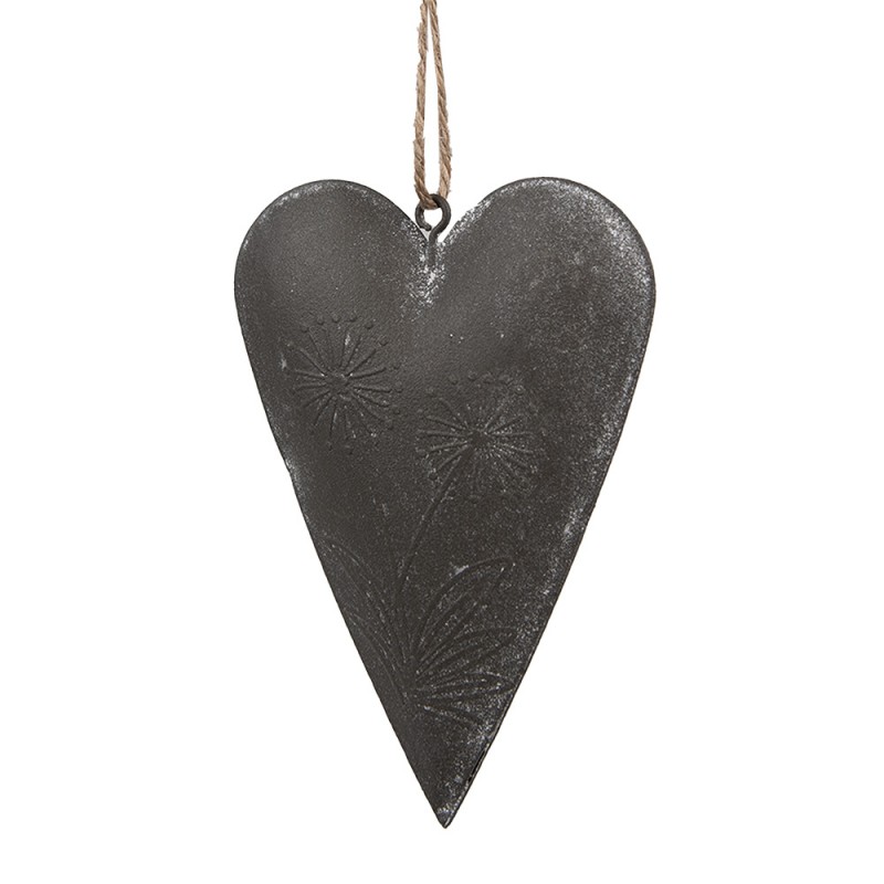 6Y5570 Decorative Pendant Heart 8 cm Grey Iron