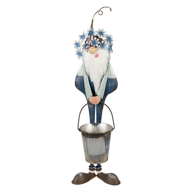 5Y1221 Decorative Figurine Gnome 67 cm Blue White Iron
