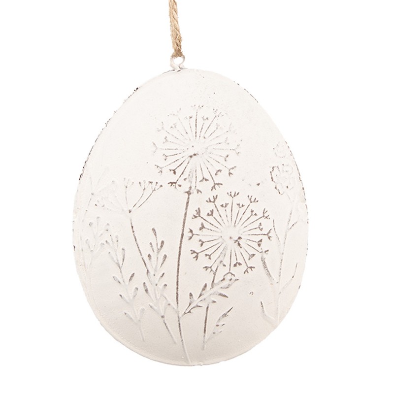 6Y5567 Ciondolo di Pasqua Uovo 8 cm Bianco Ferro Ovale Decorazione pendente