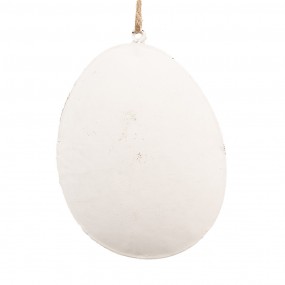 26Y5567 Pendentif de Pâques Œuf 8 cm Blanc Fer Ovale Décoration pendentif