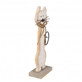 26Y5594 Decorative Figurine Cat 38 cm White Wood