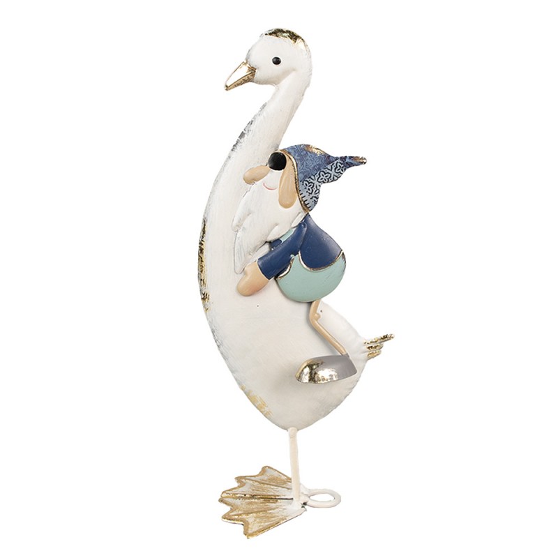 6Y5595 Decorative Figurine Goose 36 cm White Blue Iron