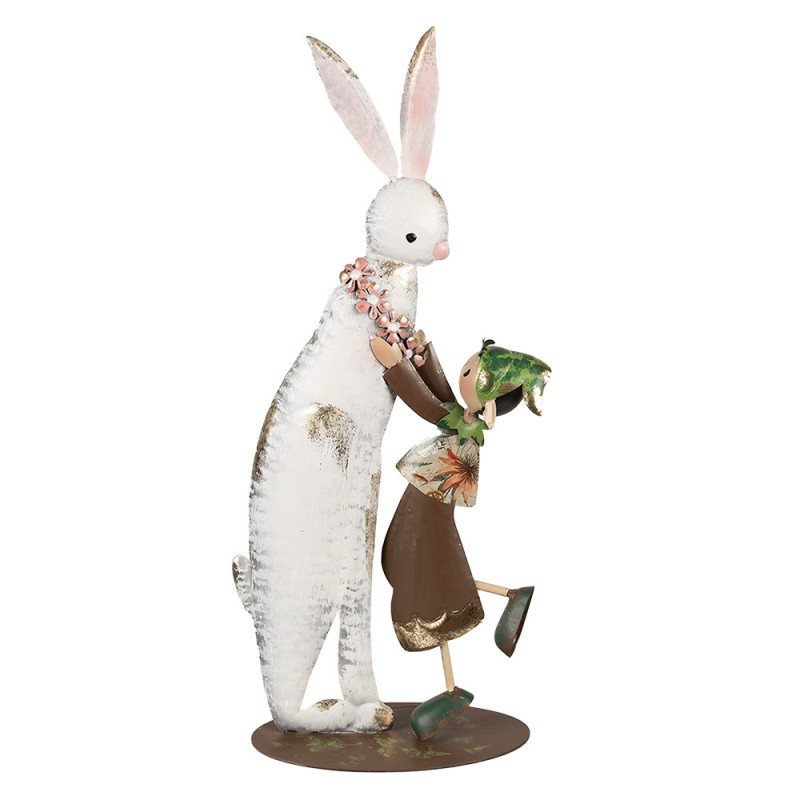 6Y5597 Decorative Figurine Rabbit 57 cm White Iron