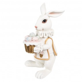 26PR4147 Figurine Rabbit 14 cm White Gold colored Polyresin Easter Decoration