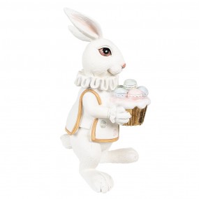 26PR4147 Figurine Rabbit 14 cm White Gold colored Polyresin Easter Decoration