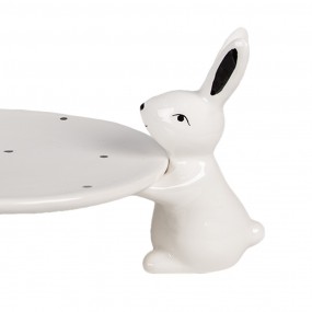 26CE1692 Decorative Bowl 24x23x12 cm White Black Ceramic Rabbits