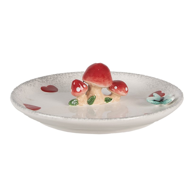 6CE1701 Decorative Bowl Ø 21x4 cm White Red Ceramic