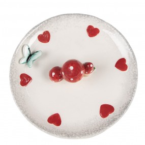 26CE1701 Decorative Bowl Ø 21x4 cm White Red Ceramic
