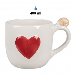 26CE1702 Mug 400 ml Blanc Rouge Céramique Champignons Mug de café