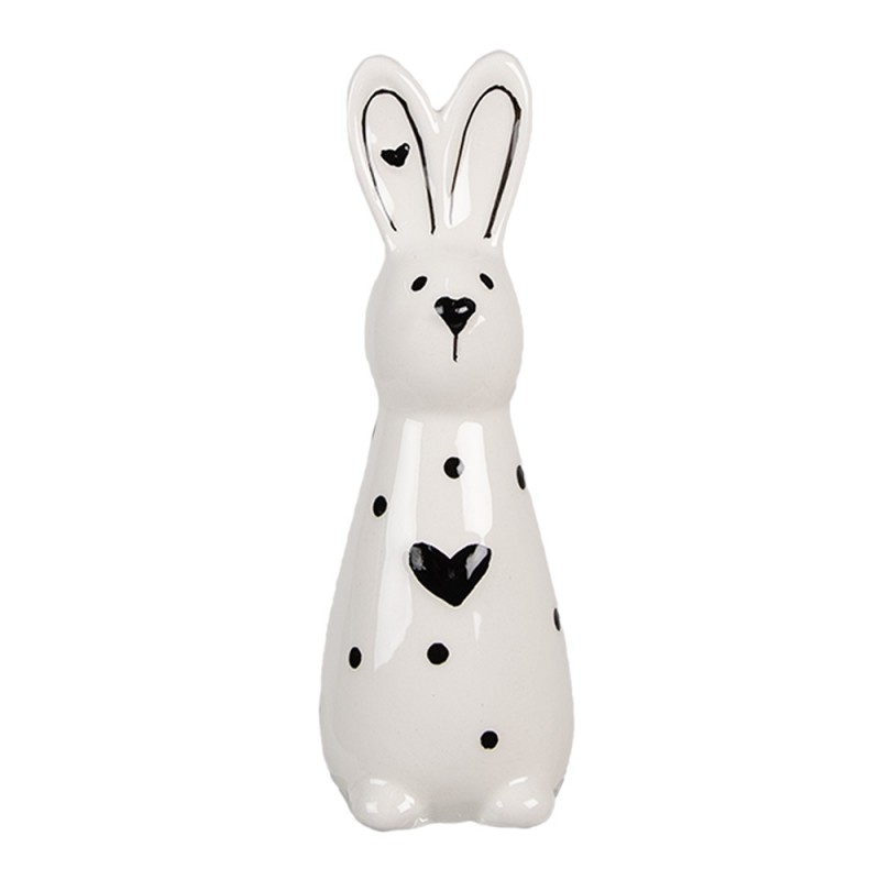 6CE1705 Figur Kaninchen 13 cm Weiß Schwarz Keramik