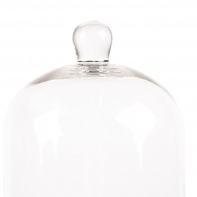26GL4485 Cloche Ø 15x21 cm Transparent Glass Wood Round Glass Bell Jar