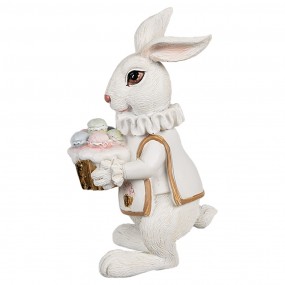26PR4148 Figurine Rabbit 30 cm White Gold colored Polyresin Easter Decoration
