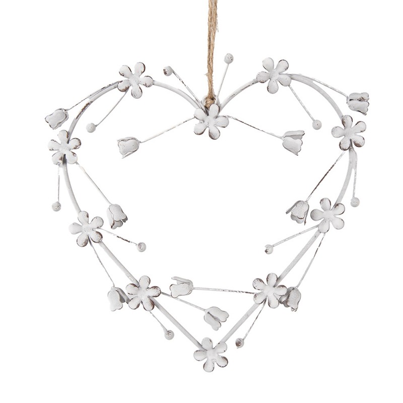 6Y5556 Decorative Pendant Heart 17 cm White Iron Heart-Shaped