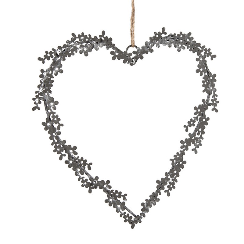 6Y5562 Decorative Pendant Heart 20 cm Grey Iron