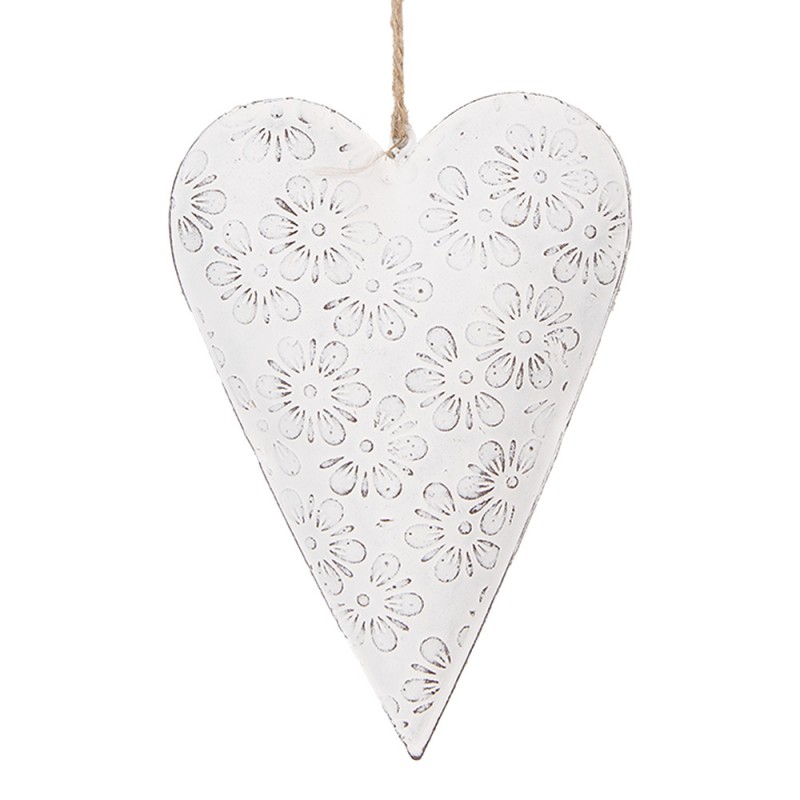 6Y5566M Decorative Pendant Heart 10 cm White Iron