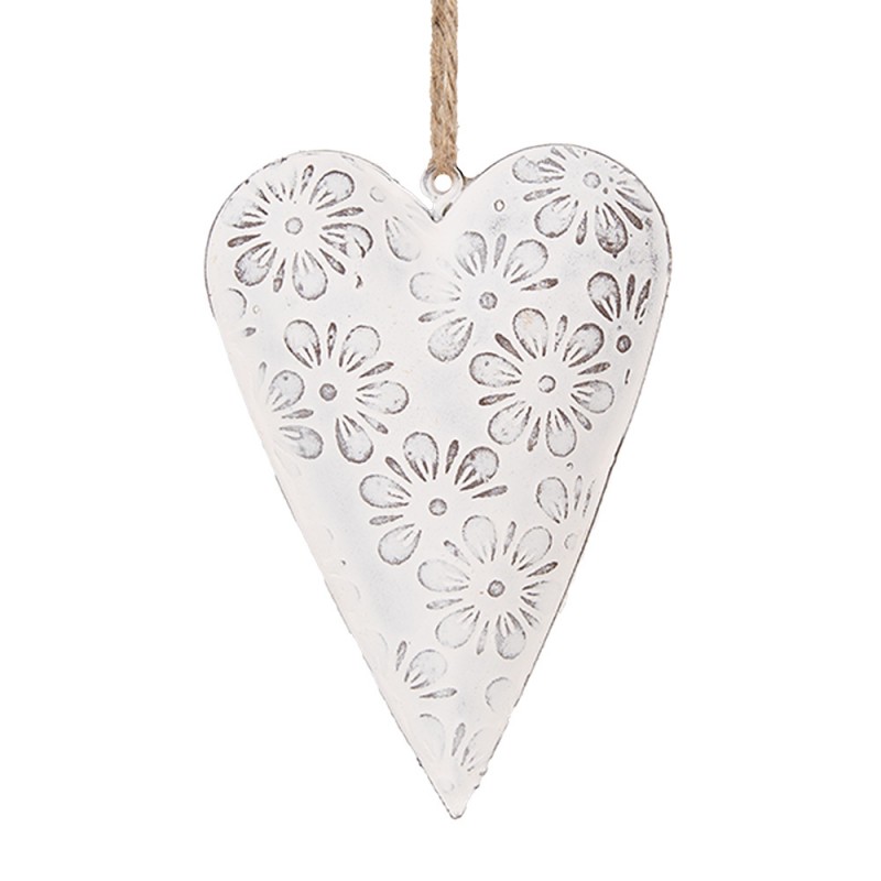 6Y5566S Decorative Pendant Heart 8 cm White Iron