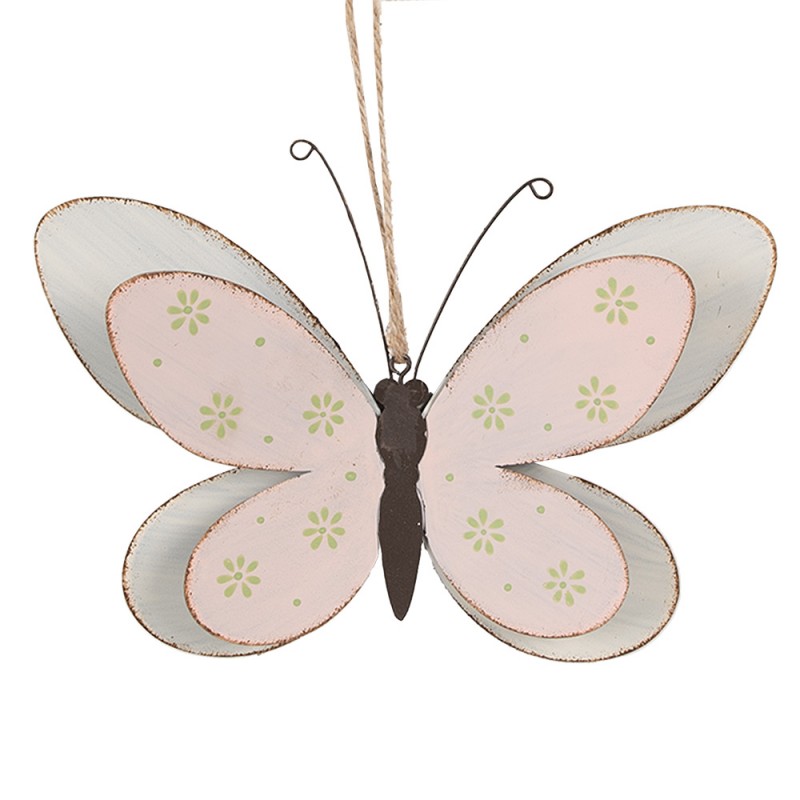 6Y5578S Decorative Pendant Butterfly 16 cm Pink Iron