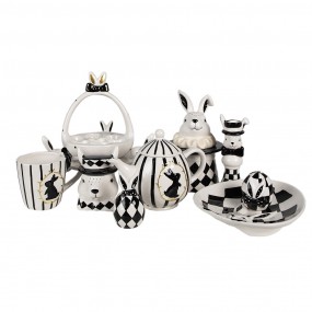 2CBVOS Storage Jar Rabbit 11 cm White Black Ceramic