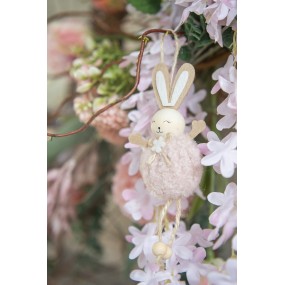 265346 Ciondolo di Pasqua Coniglio 15 cm Rosa Tessuto Decorazione pendente