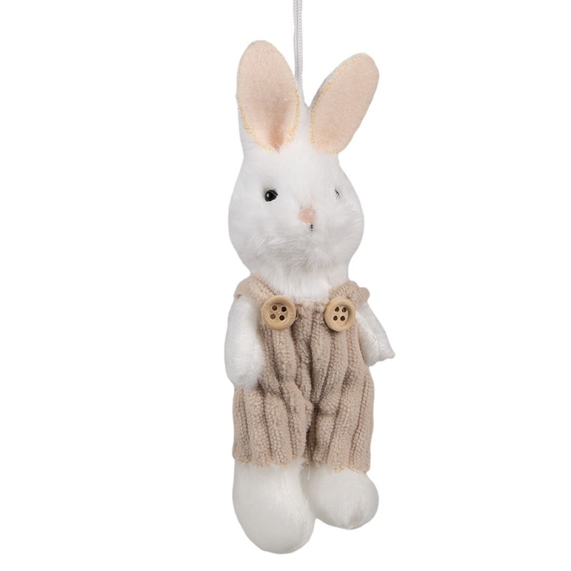 65347 Osteranhänger Kaninchen 14 cm Weiß Stoff Dekoration Hänger