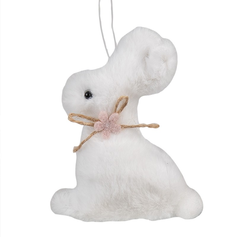 65349 Osteranhänger Kaninchen 10 cm Weiß Baumwolle Dekoration Hänger
