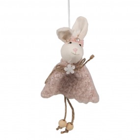 265352 Easter Pendant Rabbit 16 cm Pink Cotton Decorative Pendant