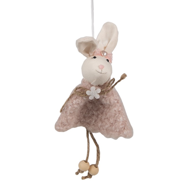 65352 Easter Pendant Rabbit 16 cm Pink Cotton Decorative Pendant
