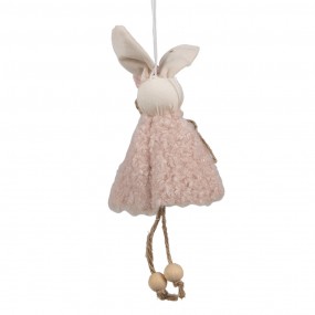 265352 Osteranhänger Kaninchen 16 cm Rosa Baumwolle Dekoration Hänger