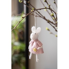 265362 Easter Pendant Rabbit 13 cm Pink Fabric Decorative Pendant