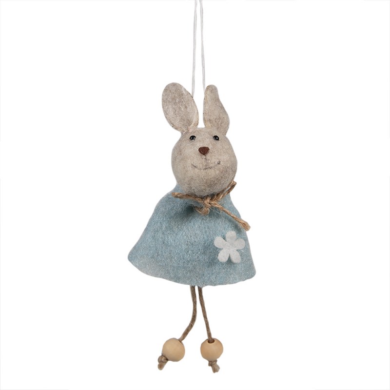 65364 Easter Pendant Rabbit 14 cm Blue Fabric Decorative Pendant