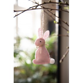 265373 Easter Pendant Rabbit 10 cm Pink Cotton Decorative Pendant