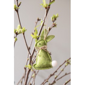265375 Easter Pendant Rabbit 10 cm Green Cotton Decorative Pendant