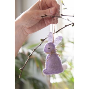265376 Easter Pendant Rabbit 10 cm Purple Cotton Decorative Pendant