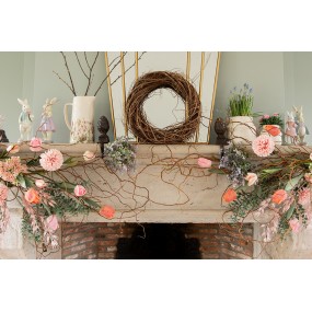 26CE1558L Decoration can 20x13x25 cm Pink Beige Ceramic Flowers Water Jug