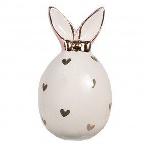 26CE1678 Decoration Egg Ø 5x9 cm White Ceramic Hearts Easter Decoration