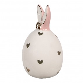 26CE1678 Decoration Egg Ø 5x9 cm White Ceramic Hearts Easter Decoration