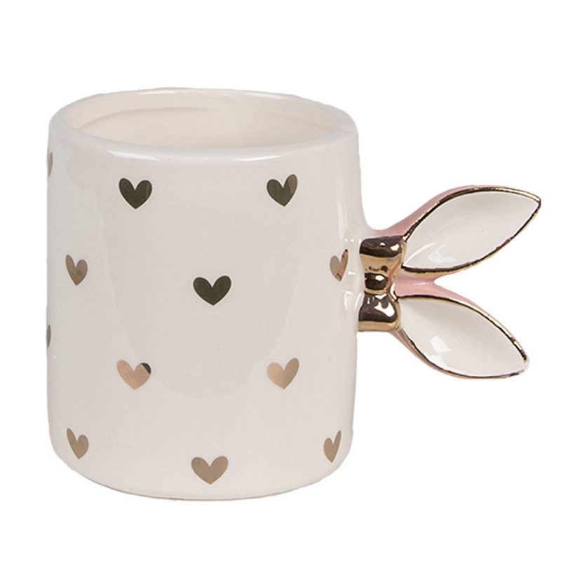 6CE1686 Mug 300 ml White Gold colored Ceramic Hearts Tea Mug