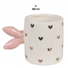 26CE1686 Mug 300 ml White Gold colored Ceramic Hearts Tea Mug