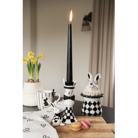 26CE1690 Kerzenständer Kaninchen 17 cm Weiß Silberfarbig Keramik