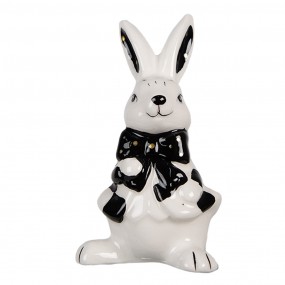 26CE1691 Figur Kaninchen 9 cm Weiß Schwarz Keramik