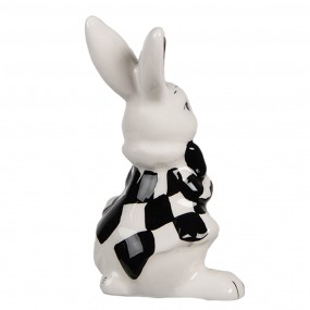 26CE1691 Figurine Lapin 9 cm Blanc Noir Céramique