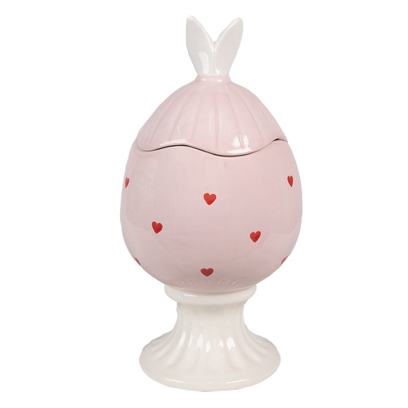 6CE1696 Storage Jar Egg Ø 13x25 cm Pink Ceramic Oval